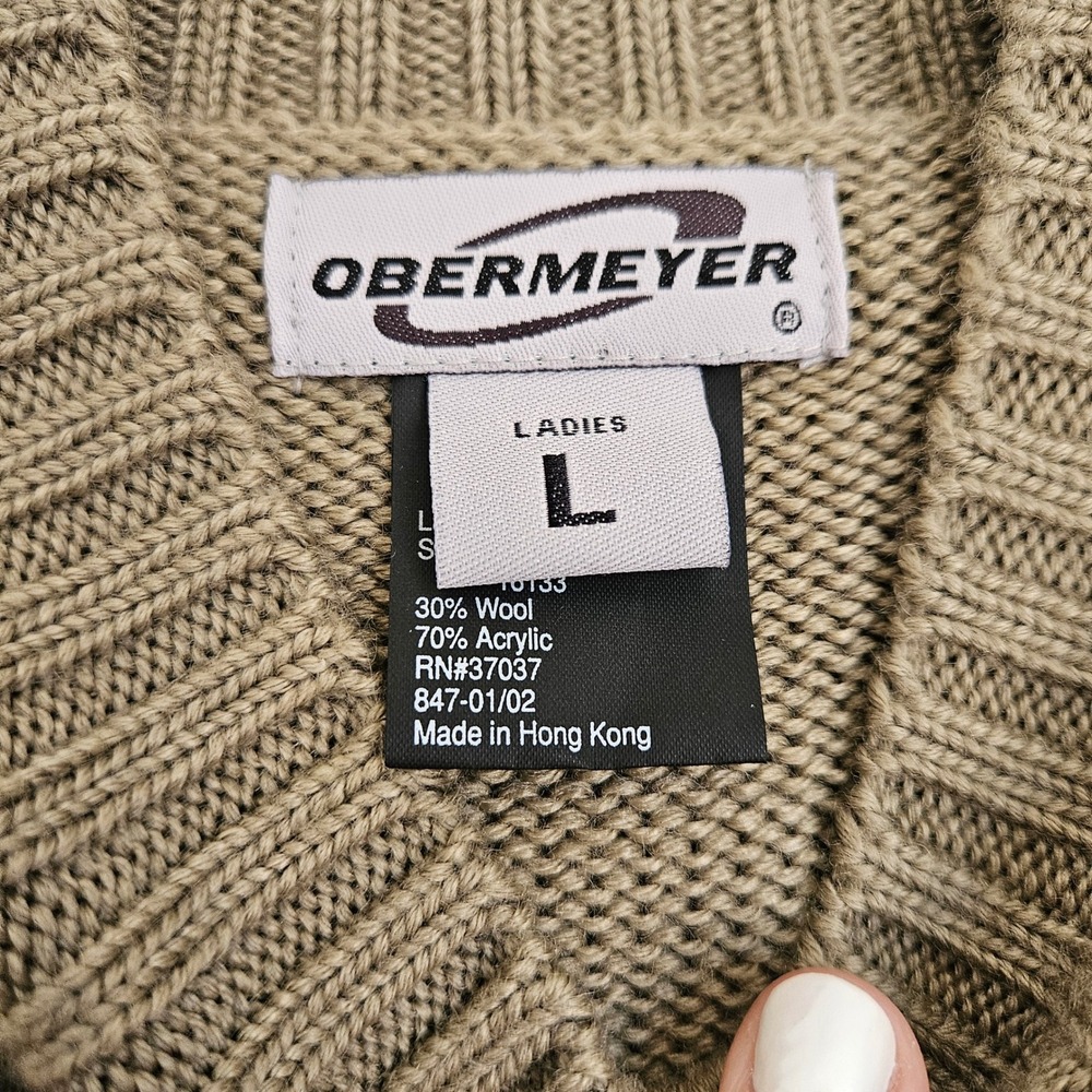 Vintage Obermeyer Ski Sweater Reindeer Knit Wool Blend Mock Neck Nordic Womens L - Picture 4 of 7